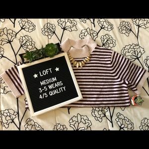 [ LOFT ] Striped Mockneck Short Sleeve Sweater